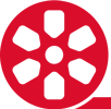 Icono rojo de cinta de cine